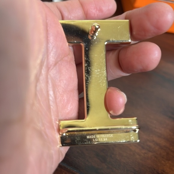 Hermes H Belt Buckles Gold Platinum & Reversible Leather Strap size 90 - Picture 3 of 16